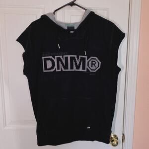 Jack and Jones Black Hooded Pullover Sleeveless Vest with Front Pockets | M